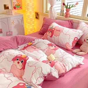 Parure <span class=keywords><strong>de</strong></span> <span class=keywords><strong>Lit</strong></span> en Coton Lavé Imprimé, 4 Pièces, Housse <span class=keywords><strong>de</strong></span> Couette, <span class=keywords><strong>Drap</strong></span> <span class=keywords><strong>de</strong></span> <span class=keywords><strong>Lit</strong></span> King Size et Couettes – Ensemble <span class=keywords><strong>de</strong></span> Literie Prêt à Expédier - Product Image 5