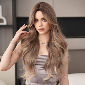 Parrucca bianca mista a parte centrale Super lunga con onde del corpo <span class=keywords><strong>capelli</strong></span> umani parrucca piena di pizzo evidenziano <span class=keywords><strong>capelli</strong></span> marroni europei - Product Image 4