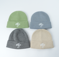 Bonnet d'hiver en acrylique tricoté chaud à revers, motif écossais coloré, pour sports de plein air, avec logo brodé personnalisé, unisexe, pour le ski