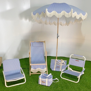 <span class=keywords><strong>Parasol</strong></span> de plage vintage haut de gamme personnalisé en bois avec franges et pompons, chaise, tente en toile anti-<span class=keywords><strong>UV</strong></span> <span class=keywords><strong>50</strong></span>+, sac isotherme pour fête - Product Image 6