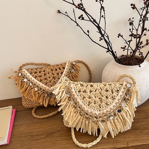 Ensemble <span class=keywords><strong>sac</strong></span> bandoulière <span class=keywords><strong>en</strong></span> <span class=keywords><strong>paille</strong></span> et chapeau <span class=keywords><strong>de</strong></span> <span class=keywords><strong>paille</strong></span> pour femme, style bohème, tissé à la main, <span class=keywords><strong>avec</strong></span> <span class=keywords><strong>pompon</strong></span> coquillage, idéal pour les vacances d'été à la <span class=keywords><strong>plage</strong></span> - Product Image 2