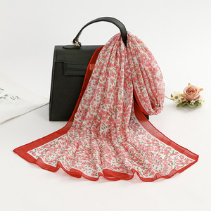 Nouvelle Écharpe en Chiffon de Luxe Légère et Tendance, Magnifique Châle Respirant à Motifs Floraux pour <span class=keywords><strong>Femme</strong></span> - Product Image 2