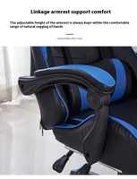 Chaise E-Sports avec dossier pivotant inclinable et relevable Chaise d'ordinateur en cuir Chaise de jeu blanche et noire avec repose-pieds
