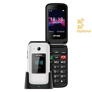 Oem F2 2.4 + 1.77 Inch Màn Hình Kép 2G <span class=keywords><strong>3G</strong></span> Cao Cấp Lật Điện Thoại Lớn Nút Bàn Phím Điện Thoại Di Động Với SOS - Product Image 1