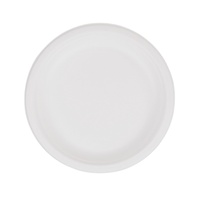 Plaque ronde en bagasse de 7 pouces plaquée sans produits chimiques jetable Plaque de pulpe de canne à sucre
