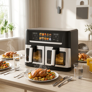 Freidora de Aire Digital Cuadrada de Acero Inoxidable con Doble Cesta de 12L, Electrodoméstico de Cocina Inteligente para <span class=keywords><strong>el</strong></span> Hogar con Ventana - Product Image 1