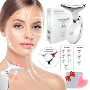 custom ems Face Neck Massager Double Chin Vibration Facial Tightening Anti Aging Anti Wrinkle Device Red Light Therapy for Face