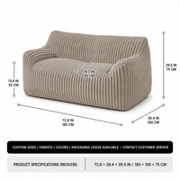 Fauteuil pouf côtelé haut de gamme en velours côtelé, confortable, modulaire, rembourré en mousse, pour petit appartement, studio ou coin lecture