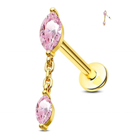 16G ASTM F136 Titane Fine Jewelry Filetage Interne 3 Fleur CZ Pave Lip Labret Stud Piercing Body Fashion Piercing Jewelry