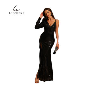 <span class=keywords><strong>ชุด</strong></span>เดรส<span class=keywords><strong>ซาติน</strong></span>แขนยาวมีสายคล้องไหล่เดี่ยวประดับด้วยลูกปัดประดับด้วยเลื่อมกระโปรงหางปลาเอวตามธรรมชาติ - Product Image 5