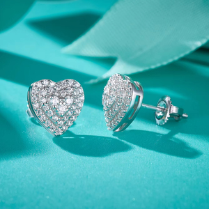 Gra chất lượng rắn 1.0mm nửa sang trọng moissanite Bông tai hình trái tim sang trọng moissanite <span class=keywords><strong>Stud</strong></span> Bông tai - Product Image 2