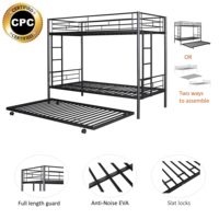 Lit superposé en métal robuste de qualité supérieure, double queen size, nouveau design, pour adultes, en bois