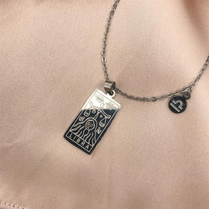 Moda takı özelleştirilmiş 12 burç burcu zodyak 18K altın paslanmaz çelik zincir kolye pusula tarot kolye - Product Image 3