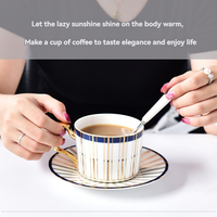 Ensemble tasse et soucoupe à café et thé de l'après-midi en céramique multicolore de style nordique européen JNSM, 300 ml, écologique et durable, pour les fêtes