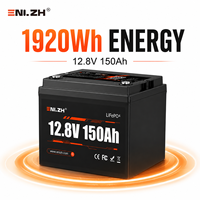 Batterie LiFePO4 à semi-conducteurs Enlzh 12,8 V 150 Ah avec BMS pour bateaux, camping-cars, stockage d'énergie solaire, véhicules électriques - 4 cellules