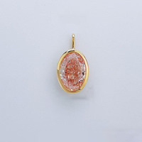 Pendentif unisexe en or jaune 18 carats avec diamant rose de laboratoire, couleur fantaisie, taille ovale, forme œuf de pigeon, minimaliste, doux, polyvalent, certifié IGI