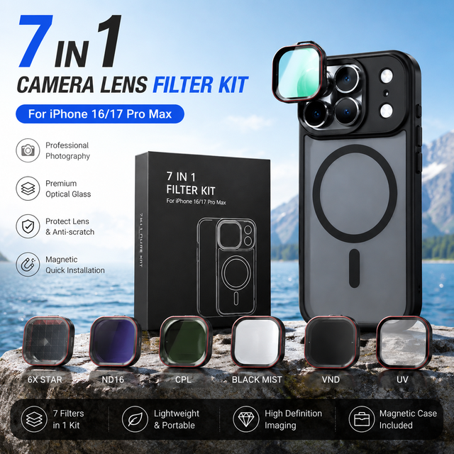 K1 MagiFilter Magnetic Camera Filter Phone Case with UV ND Star Filter Holder for iPhone 18 17 16 Pro Max Mobile Photography