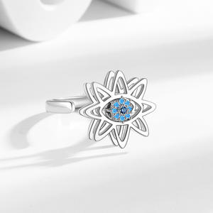 Anillo Giratorio de Ojo de Diablo con Circonita, Accesorio de Boda de Lujo de Alta Gama, Anillo Ajustable de Oro y Plata con Diseño Original - Product Image 1