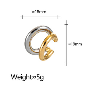 Pendientes de Clip en Forma de C de Dos Colores, Oro y Plata, Diseño de Nicho de Moda, para Mujer - Product Image 4