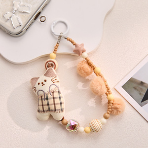 Nuovo Stile Ciondolo per Telefono <span class=keywords><strong>Cellulare</strong></span> a Forma di Gatto in Peluche con Perline, Ornamento da Appendere alla Borsa per Donne, Laccetto Creativo alla Moda - Product Image 6