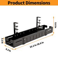 Support de gestion de câbles télescopique réglable sous le bureau, sans perçage, à fixer par pince, panier métallique, OEM disponible
