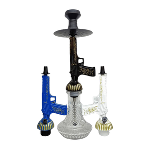 Set Hookah Arab Bentuk Pistol Ukiran Naga 3 Warna Dengan Satu Selang Dan Aksesoris Shisha Lengkap - Product Image 4