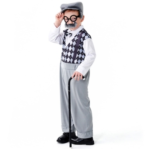 Anciano abuelo Cosplay niño niños 100th Día de la escuela monos para grupo de edad Geezer niño <span class=keywords><strong>Halloween</strong></span> traje anciano disfraz - Product Image 3