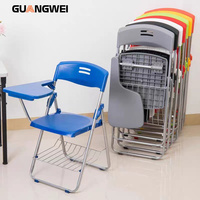 Chaise d'étude pliable de haute qualité Guangwei pour salle de classe, chaise d'étude pour étudiants, chaise de formation avec tablette d'écriture
