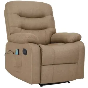 Modern SX-AF81294 Manual Recliner Sofa One Seat Linen Fabric Upholstery Extendable Metal Frame 8 vibration and heating massage