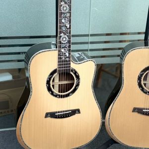 Guitare acoustique en épicéa de 41 pouces, entièrement en bois massif, fabriquée à la main par un luthier, instrument haut de gamme de qualité supérieure - Product Image 1