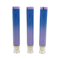 Tube cosmétique 30ml 50ml 70ml, tube en plastique à presser, 25mm, double couche, acrylique, capuchon plaqué or, dégradé bleu-violet, logo personnalisé