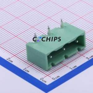DB2ERC-7.62-3P-GN Plug-in Terminal Block Bent Lead Through Hole,P=7.62mm Board-to-Board / Socket - Closed 1x3P 7.62mm Green - Product Image 1