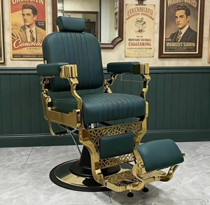 Custom Color PU Leather Gold Barber Chair High End Aluminum Alloy Salon Chair for Professional Salon Furniture Use - Product Image 2