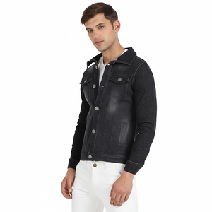 Vente de gros Jeans de qualité supérieure Vestes en jean stylées Veste en jean en coton pour homme Veste en jean décontractée avec impression de logo personnalisé pour hommes - Product Image 1