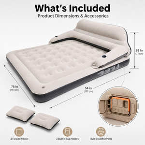 <span class=keywords><strong>Matelas</strong></span> pneumatique double avec dossier, pompe intégrée, PVC floqué, 193x137x71cm, pliable, alimentation USB Type-C, pour le camping et la maison - Product Image 2