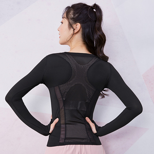 Delle donne A Maniche <span class=keywords><strong>Lunghe</strong></span> Top Yoga shirt Foro per Pollice Dri Fit Maglia t camicia di Sport di Allenamento di Fitness Camicia - Product Image 6