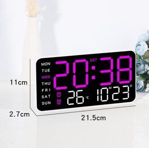 <span class=keywords><strong>Horloge</strong></span> <span class=keywords><strong>murale</strong></span> de bureau numérique LED colorée 12/24 heures DST réveil électronique <span class=keywords><strong>avec</strong></span> affichage du calendrier de la <span class=keywords><strong>date</strong></span> de la température - Product Image 2