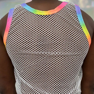 King Mcgreen Star <span class=keywords><strong>Gay</strong></span> Tops para hombre Sexy malla perspectiva chaleco red de pesca músculo sin mangas ver a través de Sexy Tops club nocturno - Product Image 5