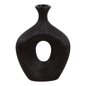 Vaso in Ceramica Ovale con Ritagli, Alto, Moderno, Decorativo per Soggiorno, Camera da Letto, Ufficio, Tavolo d'Appoggio - Product Image 5