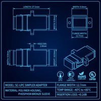 Adaptor Serat Optik Mode SC Simplex OS2 Presisi Tinggi Diameter Cladding 3.0mm Selubung Keramik Zirkonia Jaringan FTTH