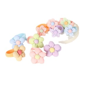 Attaches pour cheveux en forme de fleur pour filles, bandes élastiques en tissu pour queue de cheval, accessoires pour coiffure à usage quotidien - Product Image 4
