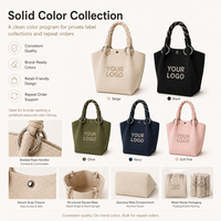 Tas Rajut Logo Kustom dengan Patch Kulit dan Kotak Pengiriman Label Pribadi Premium Multi Warna Tote Tahan Lama