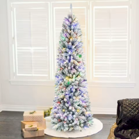 Sapin de Noël artificiel QiYing Victory Xmas-31, 1,8 m (6 pieds), sapin fin pré-éclairé, floqué, de haute qualité, écologique, 250 LED