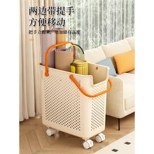 Panier de rangement pour tapis de yoga avec poignées, rectangulaire, blanc cassé, pour équipement de fitness à domicile, panier organisateur étroit - Product Image 1