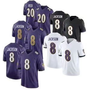 Nuevo 8 Lamar Jackson Retro 20 Ed Reed Púrpura Negro Hombres F.U.S.<span class=keywords><strong>E</strong></span>. Camisetas de fútbol cosidas VP Limited America - Product Image 1