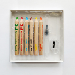 Offre Spéciale 6 couleurs forme ronde jumbo woody <span class=keywords><strong>crayons</strong></span> ensemble multi-couleur <span class=keywords><strong>crayons</strong></span> pour enfants crayon ensemble dans la boîte de papier - Product Image 2