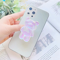Support de téléphone portable pliable Kawaii Bear PC pour utilisation en extérieur avec anneau de maintien