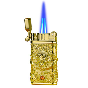 Encendedor de dragón <span class=keywords><strong>gas</strong></span> butano doble llama azul encendedor a prueba de viento - Product Image 1