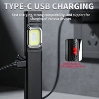 Lampe de travail COB ultra-mince, magnétique, rechargeable, avec clip stylo, mini lampe torche EDC portable, étanche IPX4, en alliage d'aluminium, laser
