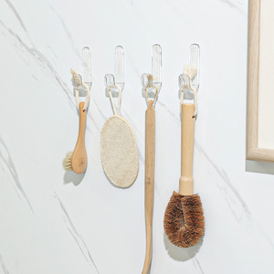 Acrylic Adhesive Hooks 4 Pack Transparent Removable For Bathroom Door Use - Product Image 2